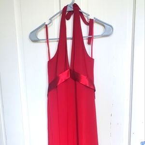 BCBGMaxazria Red Halter Top Gown